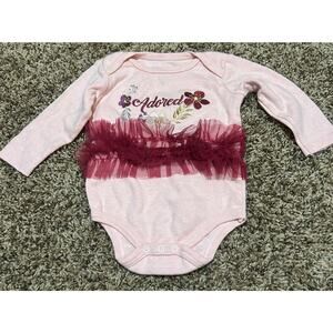 Princess Rose Baby Girl One Piece Fall/Winter Bodysuit "Adored"l 6-9 Months